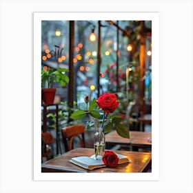 Table With Roses Art Print