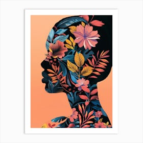 Portrait Of A Woman With Flowers 19 Art Print