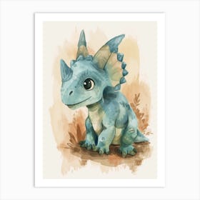 Cute Protoceratops Dinosaur Watercolour 2 Art Print