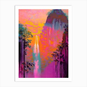 Erawan Waterfall Sunset Art Print