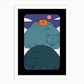 Bears Camping Art Print