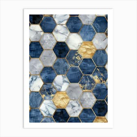 Marble Hexagon Pattern Art Print