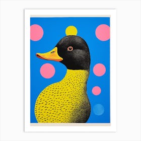 Black Abstract Geometric Duck Risograph Inspired Print 5 Art Print