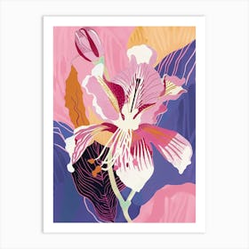 Colourful Flower Illustration Fuchsia 1 Art Print