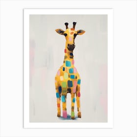 Giraffe Kids Patchwork Painting Art Print