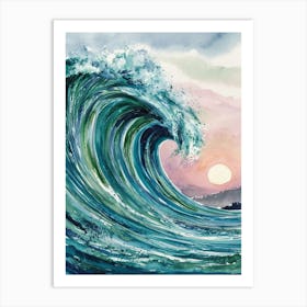 Ocean Wave At Sunset Art Print