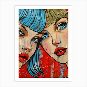 Two Women With Blue Hair Art Print