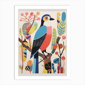 Colourful Scandi Bird American Kestrel 1 Art Print