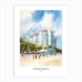 Miami Beach Watercolour Travel Poster 3 Art Print