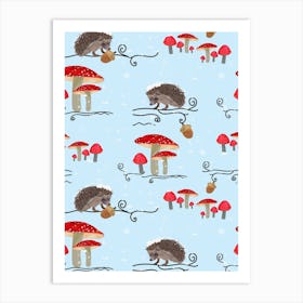 Hedgehog And Mushroom Art Print