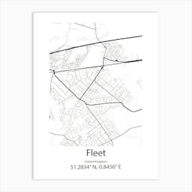 Fleet,United Kingdom Minimalist Map Art Print