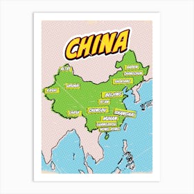 Pop Art Map Of China Art Print