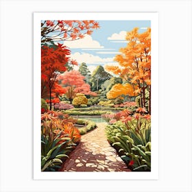 Royal Botanic Gardens, Melbourne, Australia In Autumn Fall Illustration 3 Art Print