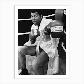 Muhammad Ali Posing Wearing Daily Star Boxing Gloves 1981 Art Print