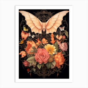 Floral Bat Painting 6 Art Print