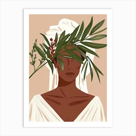 African Woman With Leaves On Her Head 1 Art Print