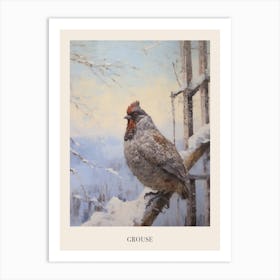 Vintage Winter Animal Painting Poster Grouse 3 Art Print