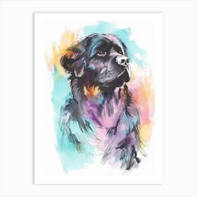 Pastel Leonberger Dog Pastel Line Illustration  2 Art Print