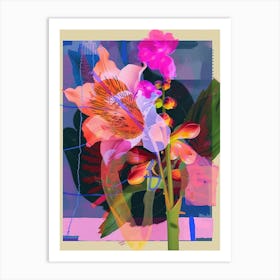 Canterbury Bells 3 Neon Flower Collage Art Print