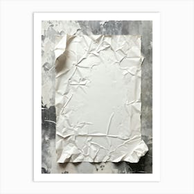 Crumpled White Sheet Of Old Cardboard Paper With Crumpled Texture Closeup Retro Style Pattern Embos (1) Art Print