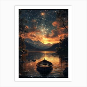 Canoe In The Lake Art Print