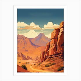 Wadi Rum Trek Jordan 1 Vintage Travel Illustration Art Print