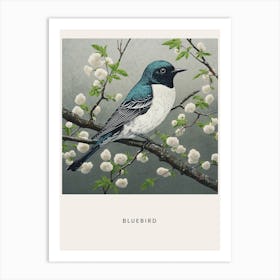 Ohara Koson Inspired Bird Painting Bluebird 1 Poster Art Print