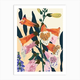 Colourful Flower Illustration Foxglove 2 Art Print