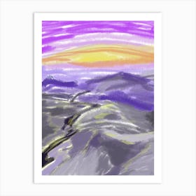 Landscape With A Mountain Valley At Sunset Art Print