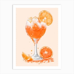 Aperol With Ice And Orange Watercolor Vertical Composition 40 Art Print