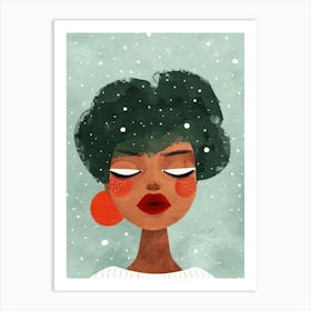 Afro Girl In The Snow Art Print