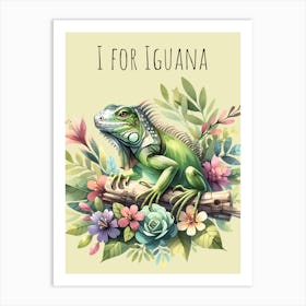 I For Iguana Nursery Art Print