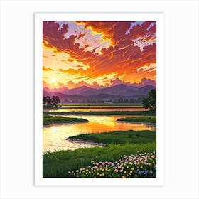 Sunset In The Mountains 27 Art Print