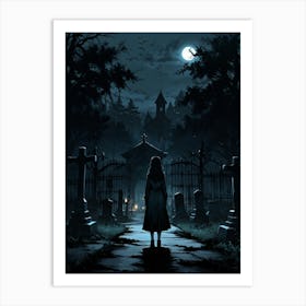 Girl In A Cemetery 1 Art Print