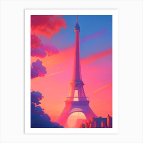 Eiffel Tower Sunset Dreamy Landscape Art Print