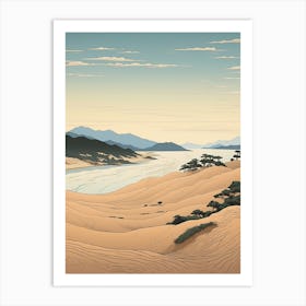 Tottori Sand Dunes In Tottori, Ukiyo E Drawing 3 Art Print