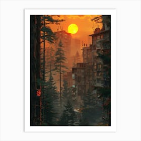 Sunset In The Woods 1 Art Print