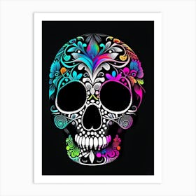 Skull With Vibrant Colors Doodle Art Print