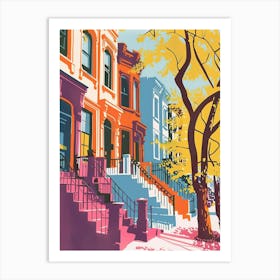 Brooklyn Heights New York Colourful Silkscreen Illustration 1 Art Print