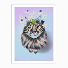 Blooming Gaze - Cat Portrait Art Print