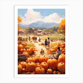 Pumpkin Patch, Watercolour 2 Art Print