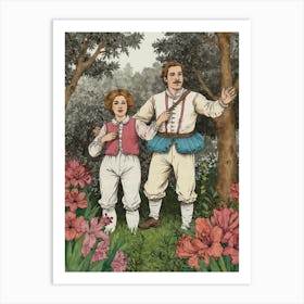 Couple In The Garden Art Print