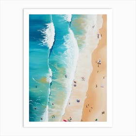 Surfing by the Beach Art Print