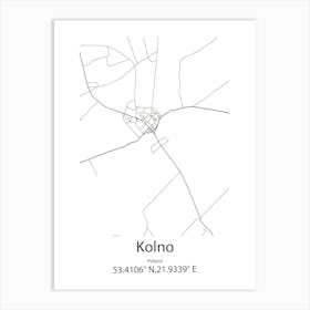 Kolno,Poland Minimalist Map Art Print