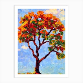 Laurel Oak tree Abstract Block Colour Art Print