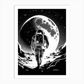 Astronaut Doing Moon Walk Noir Comic 1 Art Print