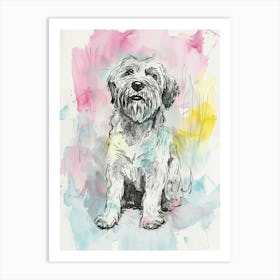 Colourful Otterhound Dog Abstract Line Illustration 2 Art Print