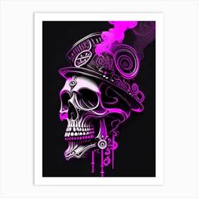 Skull With Psychedelic Patterns Pink 3 Stream Punk Art Print