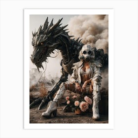 Girl And A Dragon Art Print