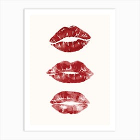 Lipstick Kisses Red Poster Art Print